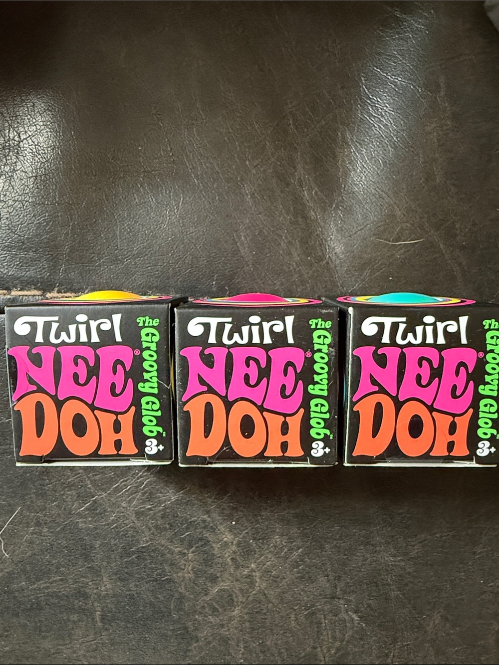 New Authentic Needoh Twirl Groovy Globes Balls- Green, Pink, Yellow